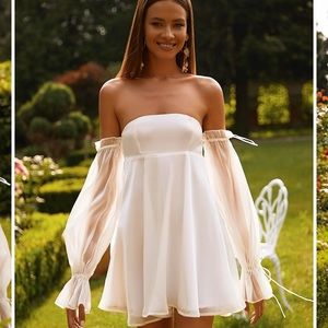 Alamour Celine Mini White Off Shoulder Dress